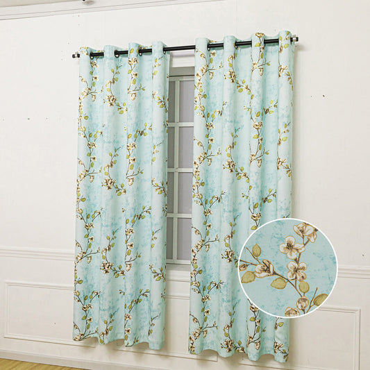 Sofia Floral Room Darkening Window Panel Teal-Taupe 54x84 Inches