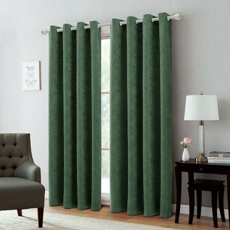 Andy Ogee Room Darkening Curtain Grommet Window Panel Green 54x84 Inches