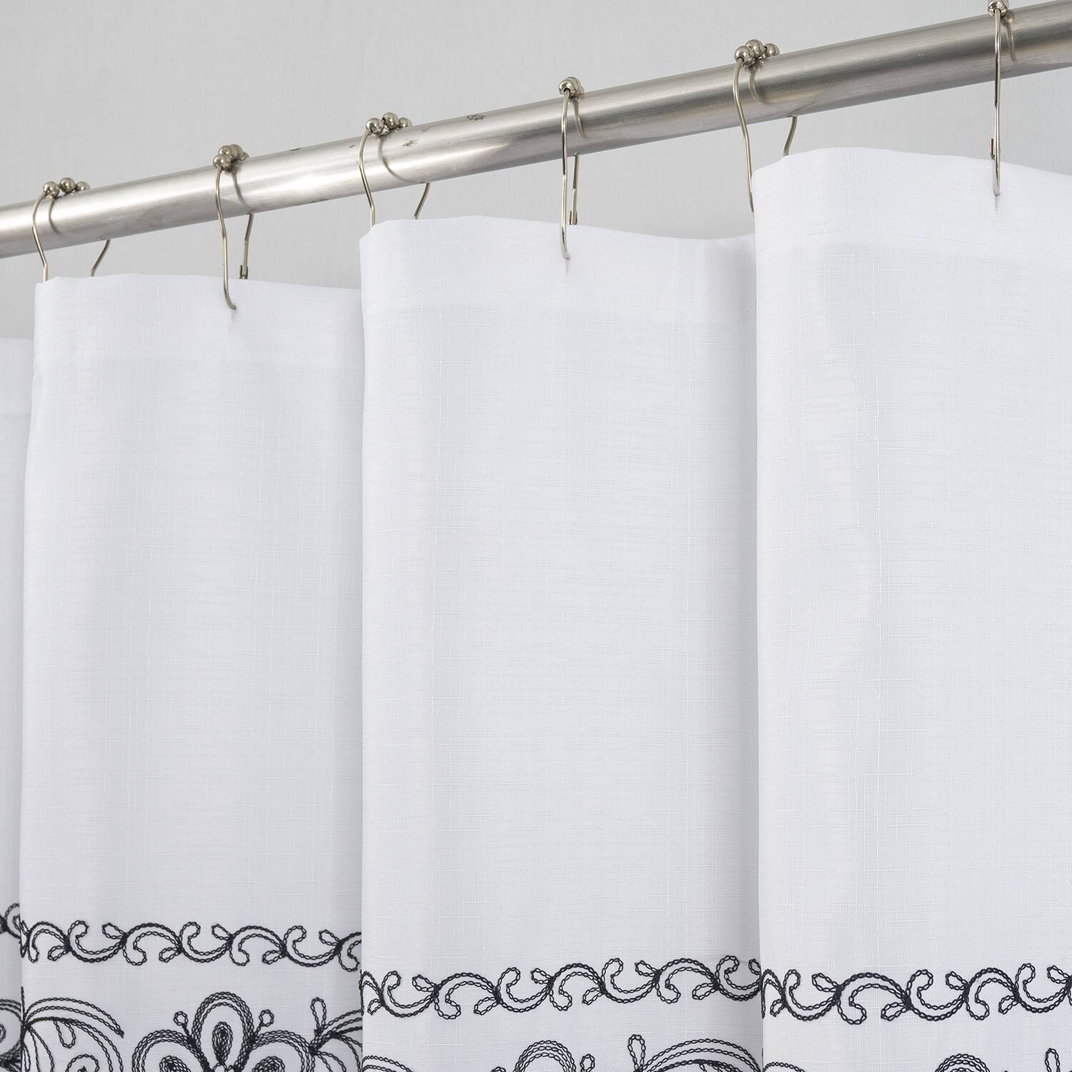 Coby Black Embroidered Shower Curtain