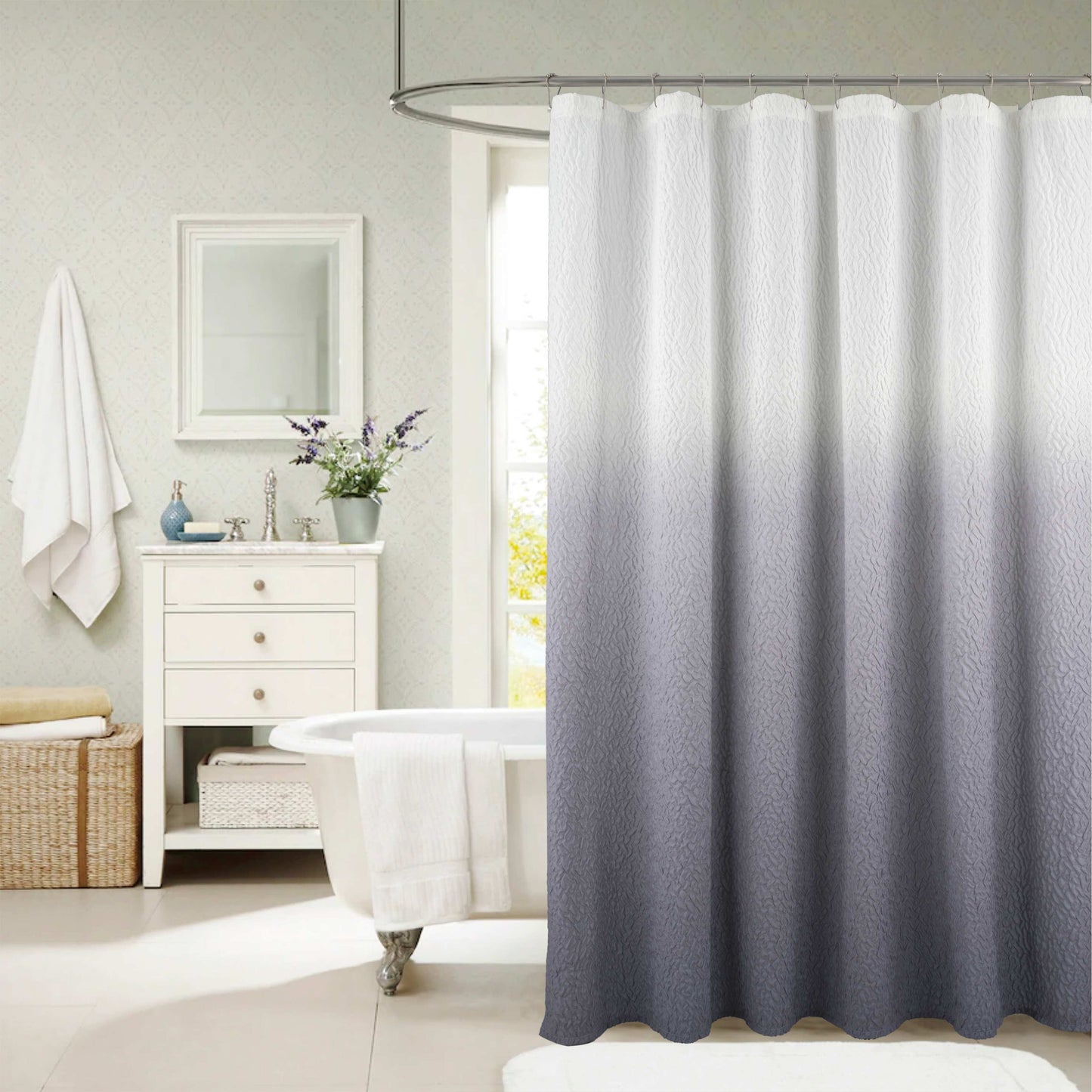 Claire 3D Embossed Printed Shower Curtain