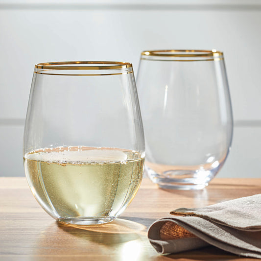 Better Homes & Gardens Stemless Double Rim Gold Wine Glasses, 2 Piece