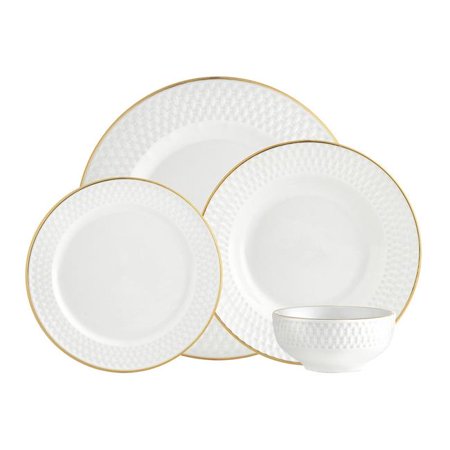 Godinger Avea 16 Piece Dinnerware Set, Service for 4 - Gold