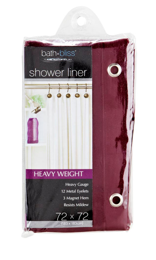 Bath Bliss Heavy Weight Shower Liner in Burgundy