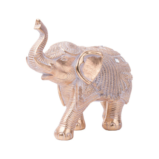 9.25x8"H Gold Pattern Elephant | Golden Elephant Figure