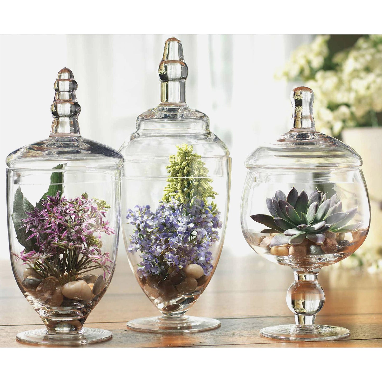 Set of 3 Apothecary Jars with Lids 