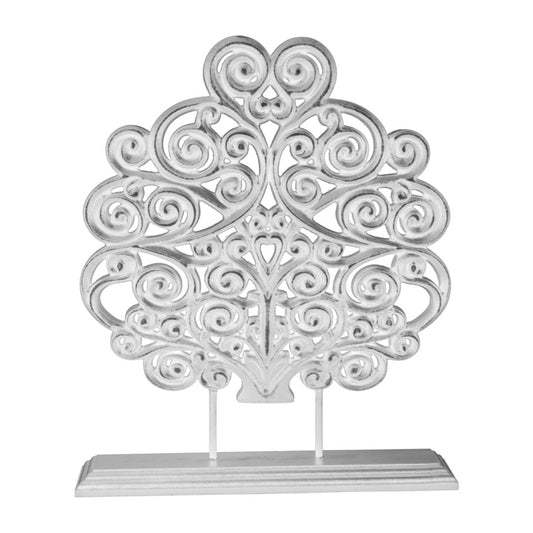 15"H White Round Stand Decor