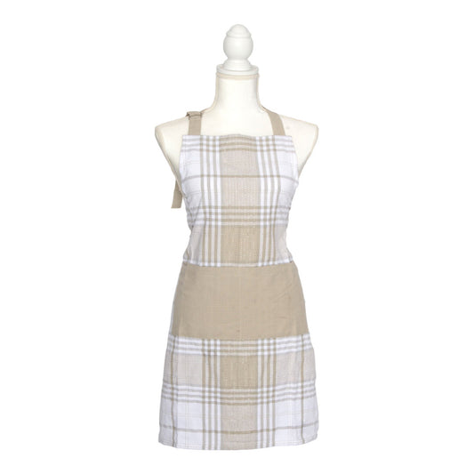 50977 Tan Lurex Plaid Apron