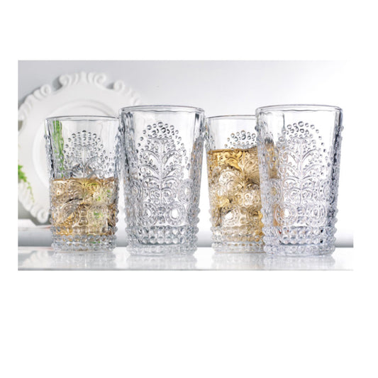 Fiddle & Fern 14oz. High Ball Glass - Set of 4