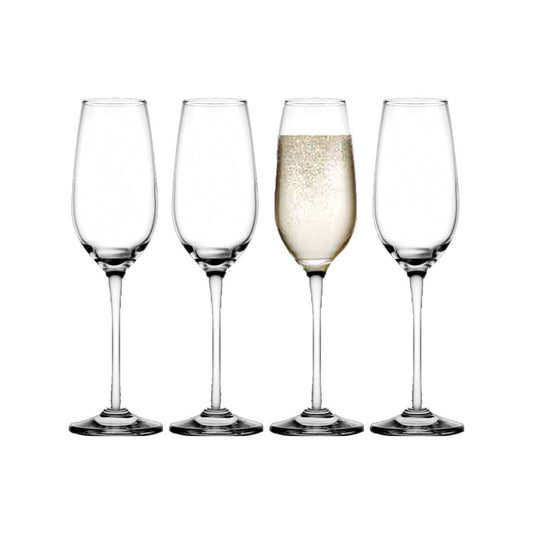 Classic Champagne Flutes, Set of 4, 6 Oz Premium Stemmed Champagne Glasses, Sparkling Wine Glass, Crystal Clear