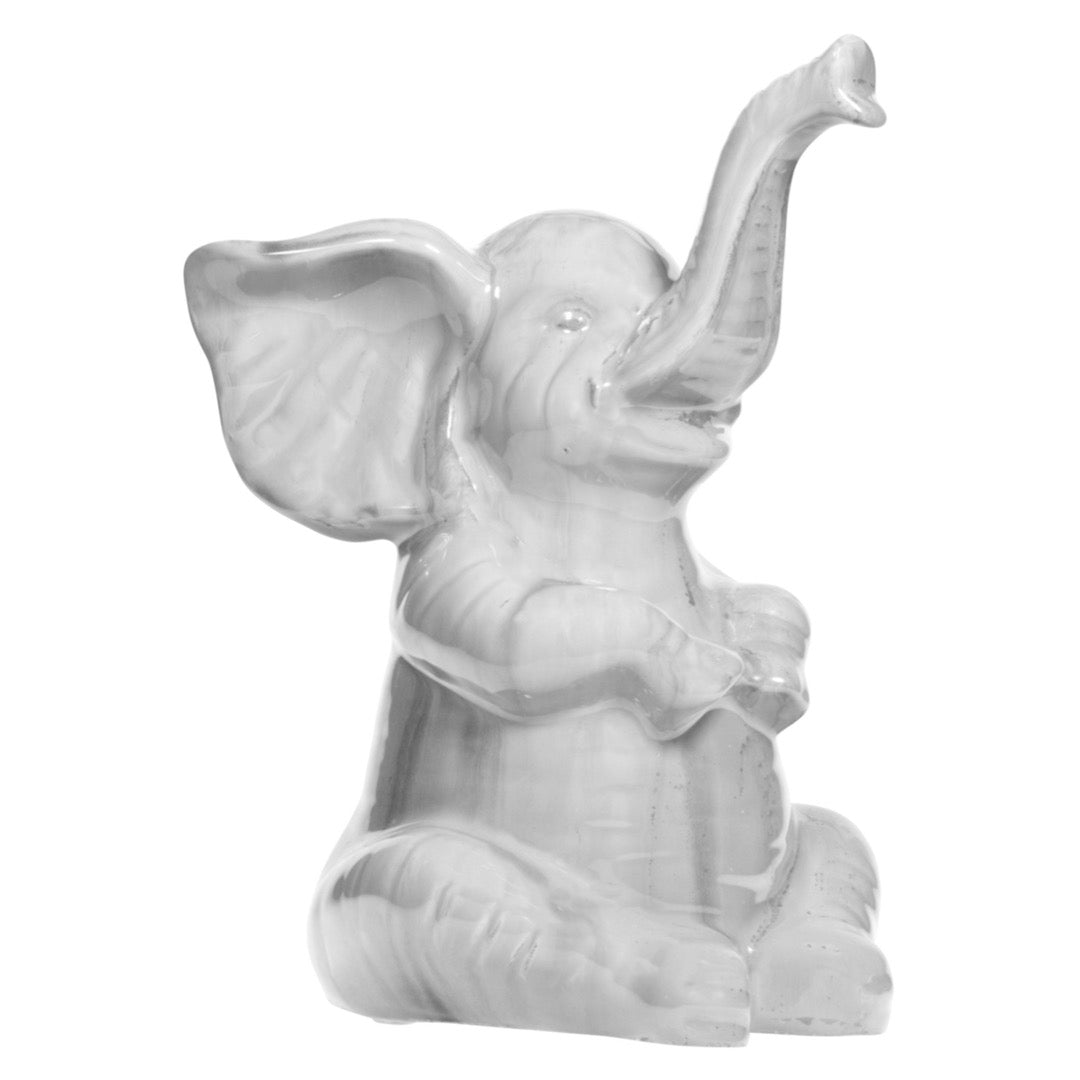 10"H White React Elephant Figure