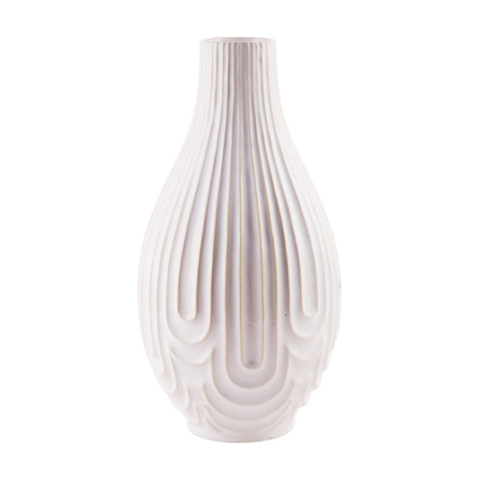 15"H White Scroll Vase