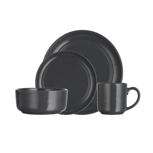 68203 16pc Tribeca Dk Gry Dinnerware