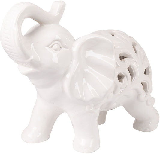 10.25x8"H Pierced White Elephants