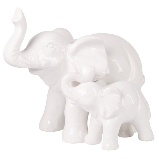 11.5x8.5"H White Stack Elephant