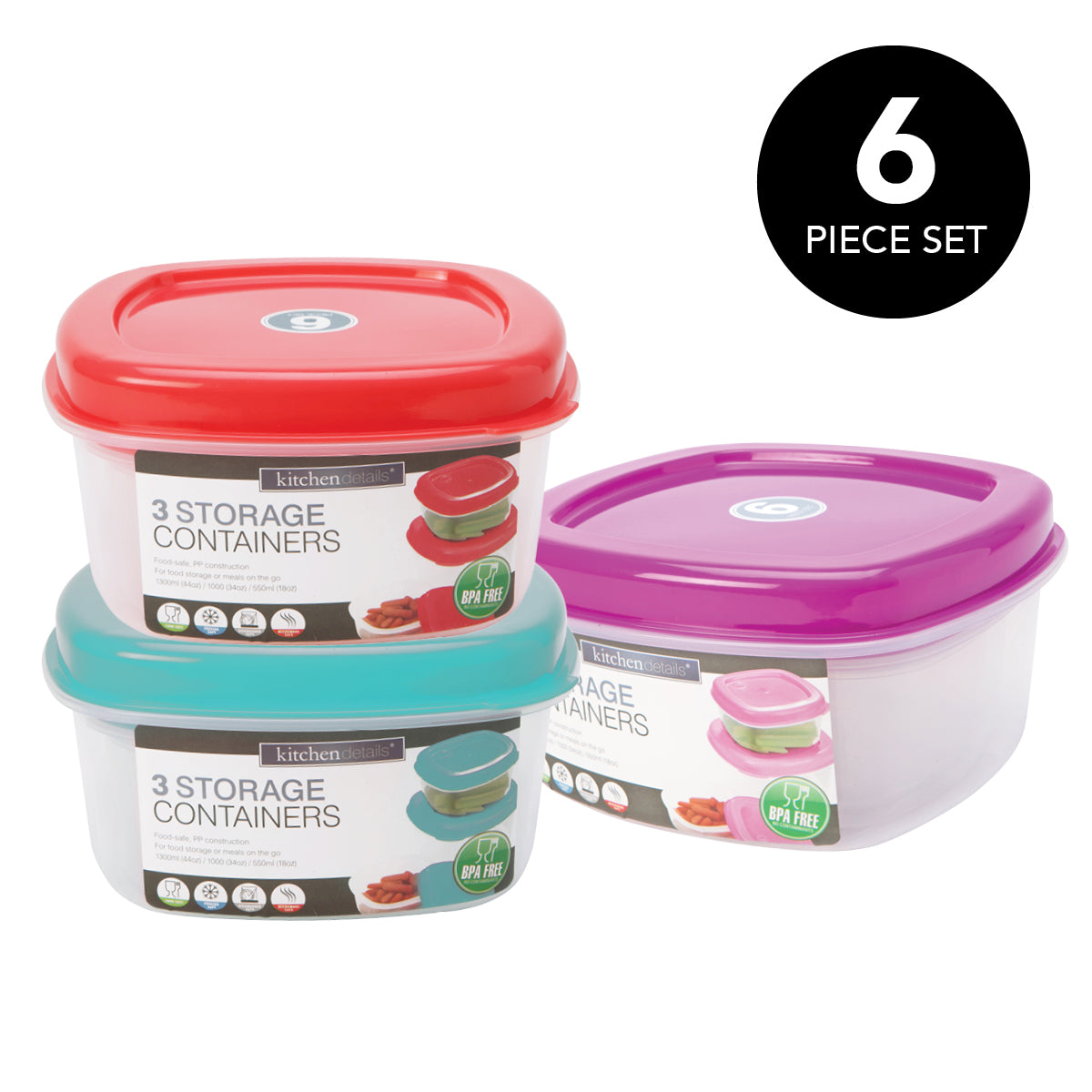 Food Storage Containers with Lids - Food Containers Meal Prep Plastic Containers with Lids Food Prep Containers Containers with Lids Freezer Containers by Prep Naturals, 25 Ounce, 6 Pack