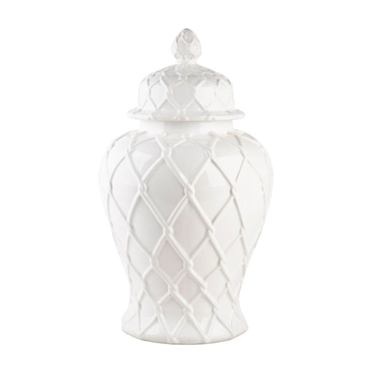 Home Essentials & Beyond14.5-Inch Roped Ginger Jar in White