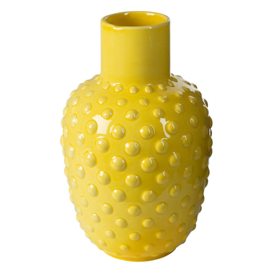 28526 10.5"H Yellow Hobnail Vase