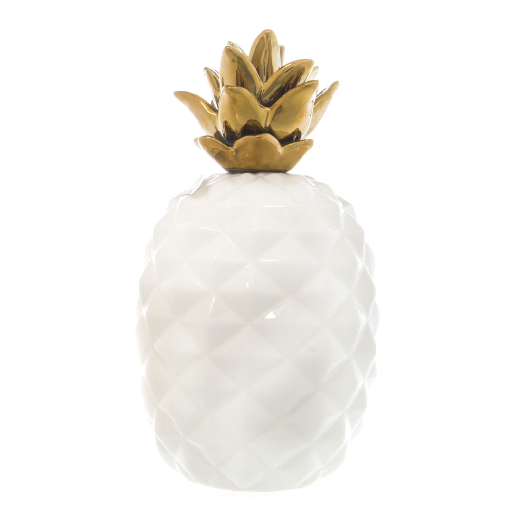 9"H Pineapple W/Gold Crown
