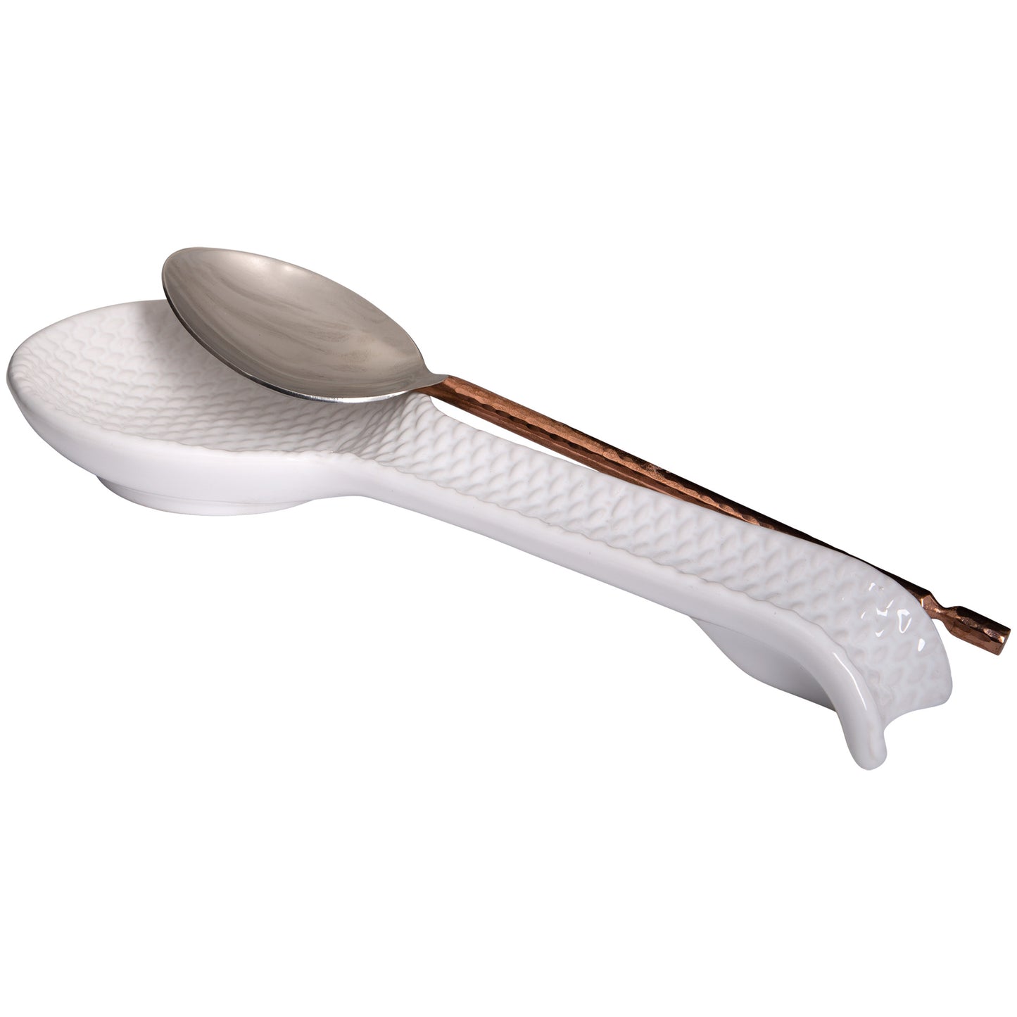 White Basket Weave Spoon Rest - 11"