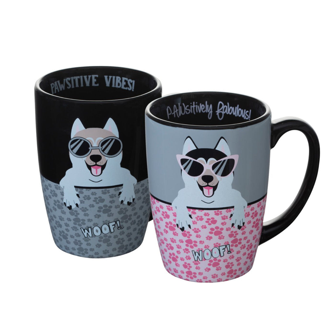 2PC Ceramic Coffee Mugs | Pet - 15oz - ASST