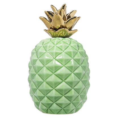 11"H Green Pineapple W/Gld Crown