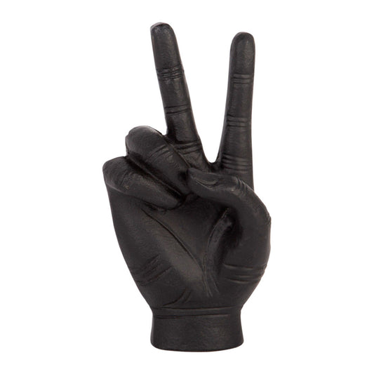 8"H Blk Alum Peace Sign Hand