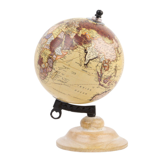 5"L Taupe Globe On Wood Base