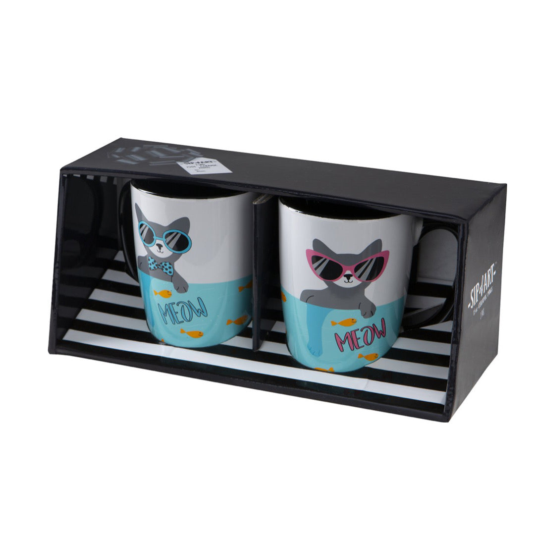 2PC Ceramic Coffee Mugs | Pet - 15oz - ASST