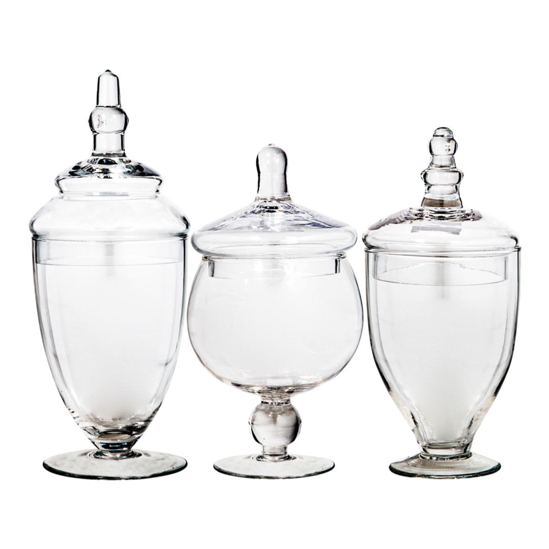 Set of 3 Apothecary Jars with Lids 