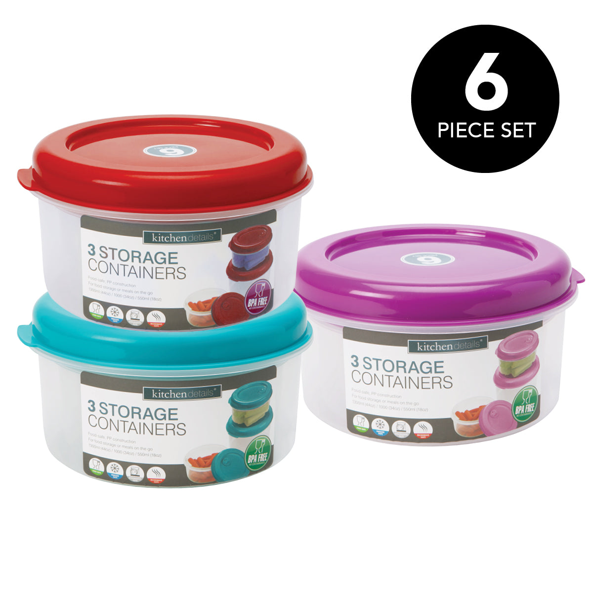 Food Storage Containers with Lids - Food Containers Meal Prep Plastic Containers with Lids Food Prep Containers Containers with Lids Freezer Containers by Prep Naturals, 25 Ounce, 6 Pack