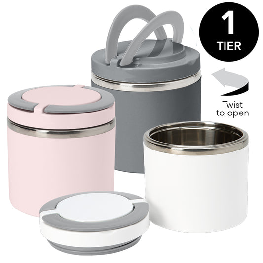 Kitchen Details Round Twist Stainless Steel Insulated Lunch Box | 1 Tier