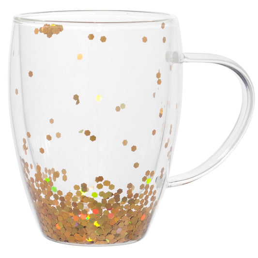 Mug With Gold Glitter 12oz - Drinking Glass