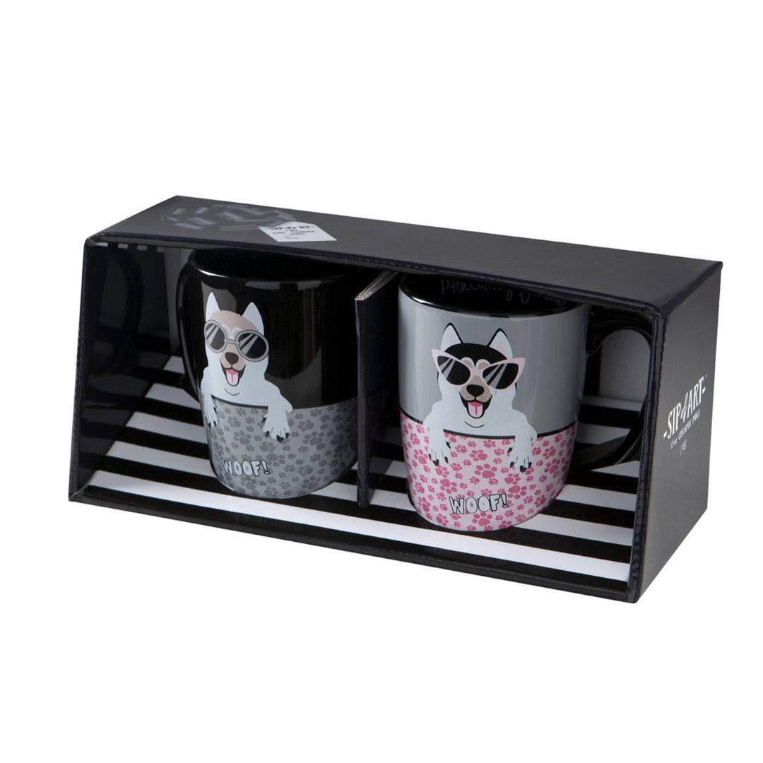 2PC Ceramic Coffee Mugs | Pet - 15oz - ASST