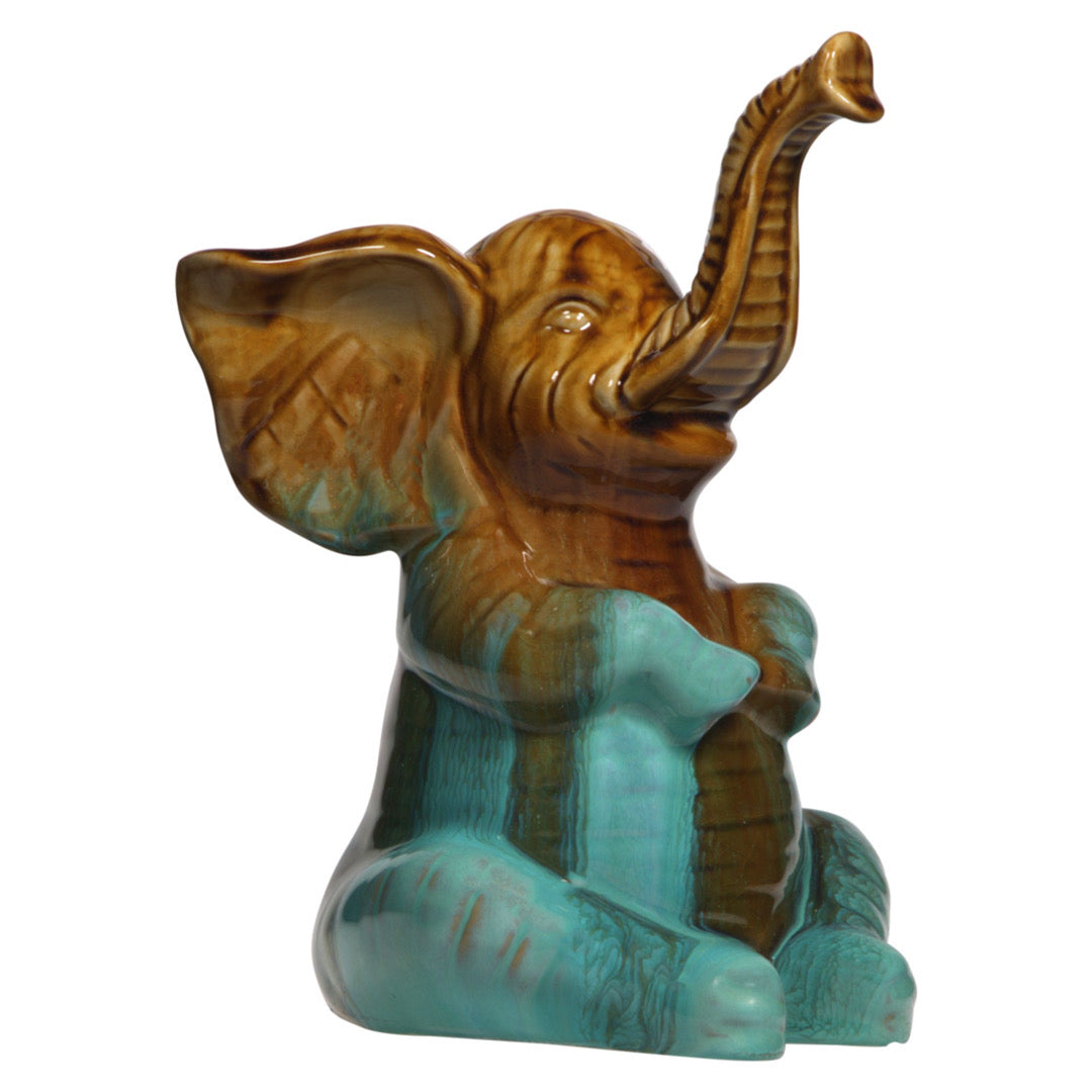10"H Aqua/Brown React Elephant Figure