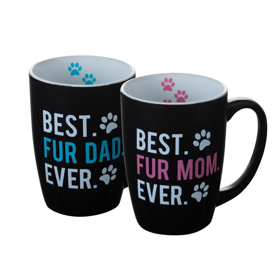 2pc Set Sip of Art Ceramic Coffee Mug W. Pet Saying Decal 15oz