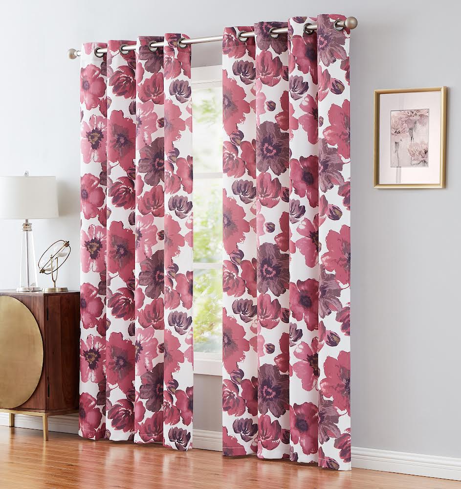 Naples Plum Printed Blackout Grommet Panel - Elegant 54''x84” Window Treatment