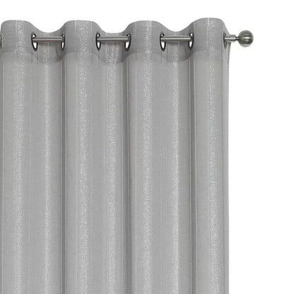 Home Basics Whittier Stripe Gorgeous Sheer Collection 54x84 Window Curtains | Single Panel | Metallic Sheer Design | Made of 100% Polyester (Gray)