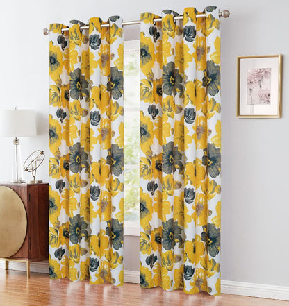 Naples Yellow Printed Blackout Grommet Panel - Elegant 54''x84” Window Treatment