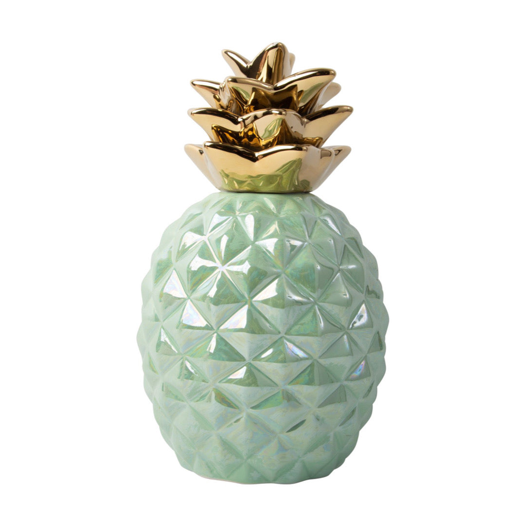 Home Essentials and Beyond Decorative Figurines - Sage & Goldtone Pineapple Decor