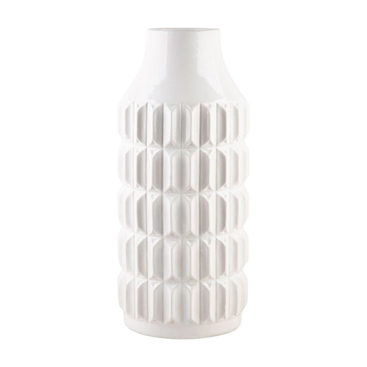 16"H White Modern Texture Vase